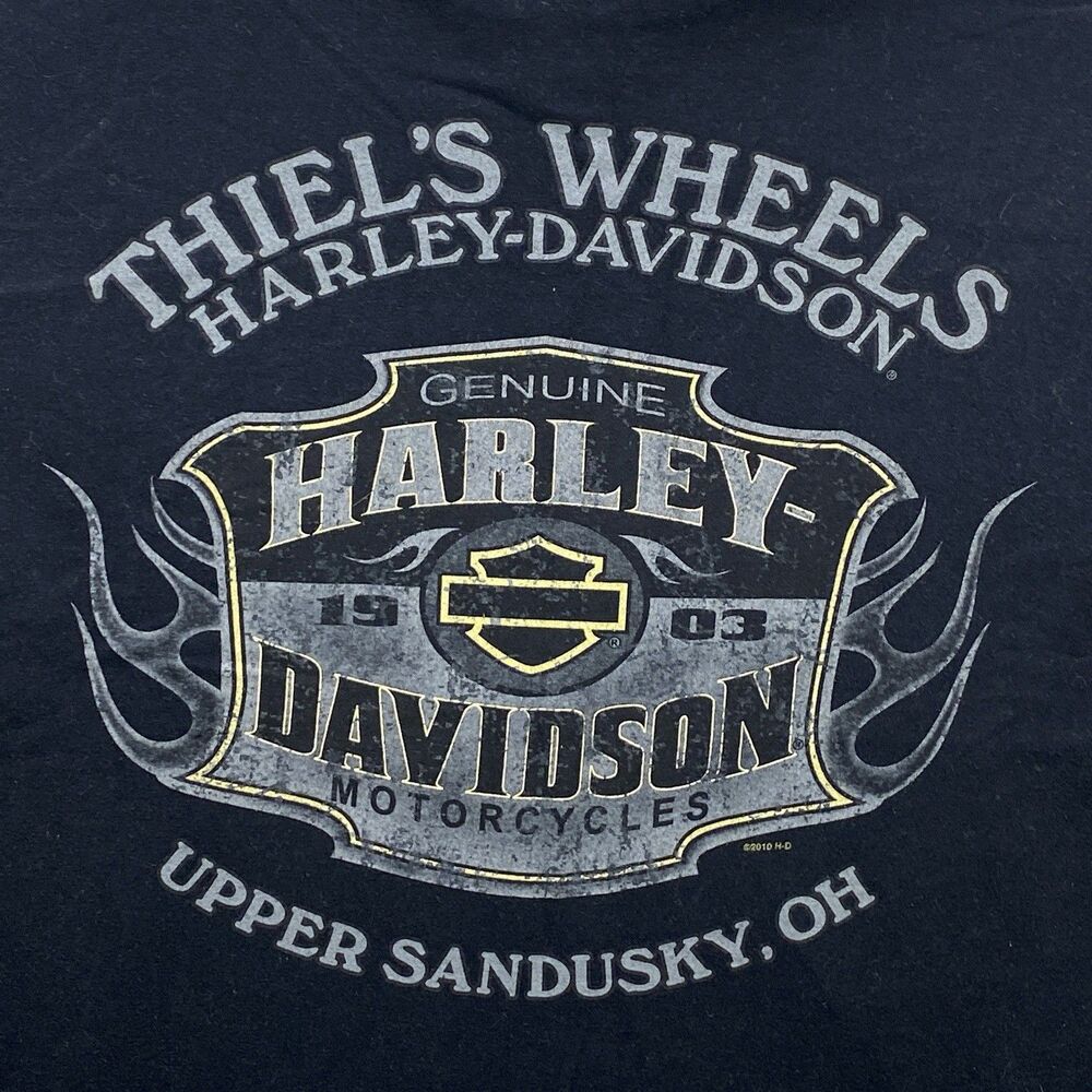 Harley Davidson T Shirt Mens 2XL 2010 HD Tee Upper Sandusky Ohio Thiels Wheels